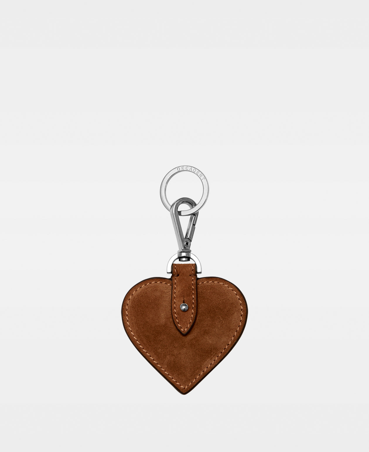 HEART key ring - Suede Cognac