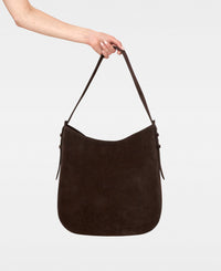 FARRAH hobo bag - Suede Dark Brown